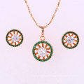 62050 Xuping fashion delicate colourful artificial diamond-bordered pendant hot item gold plated jewelry set